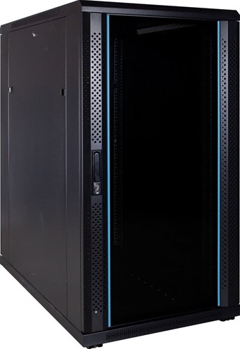 22U server rack with glass door 600x1000x1200mm (WxDxH)