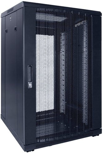 18U server rack with perforated door 600x600x1000mm (WxDxH)
