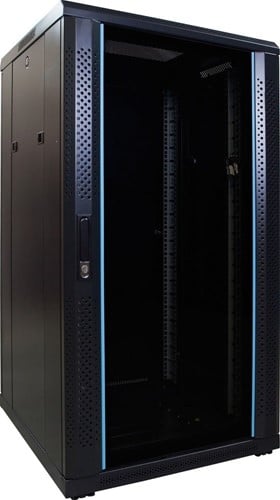 22U server rack with glass door 600x600x1200mm (WxDxH)