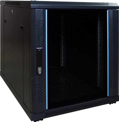 12U mini server rack with glass door 600x800x720mm (WxDxH)