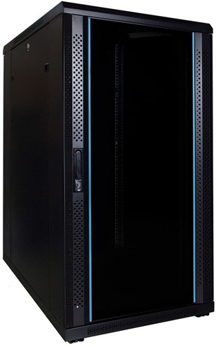 22U server rack with glass doors 600x800x1200mm (WxDxH)