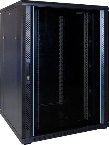 22U server rack with glass door 800x800x1200mm (WxDxH)